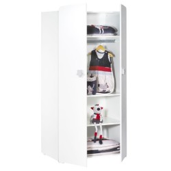 BABY PRICE Armoire chambre bébé 2 portes - Boutons étoile gris - New Basic