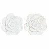 Décoration murale DKD Home Decor Blanc Doré Argenté Fleur Romantique 21 x 7 x 21 cm (2 Unités)