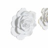 Décoration murale DKD Home Decor Blanc Doré Argenté Fleur Romantique 21 x 7 x 21 cm (2 Unités)