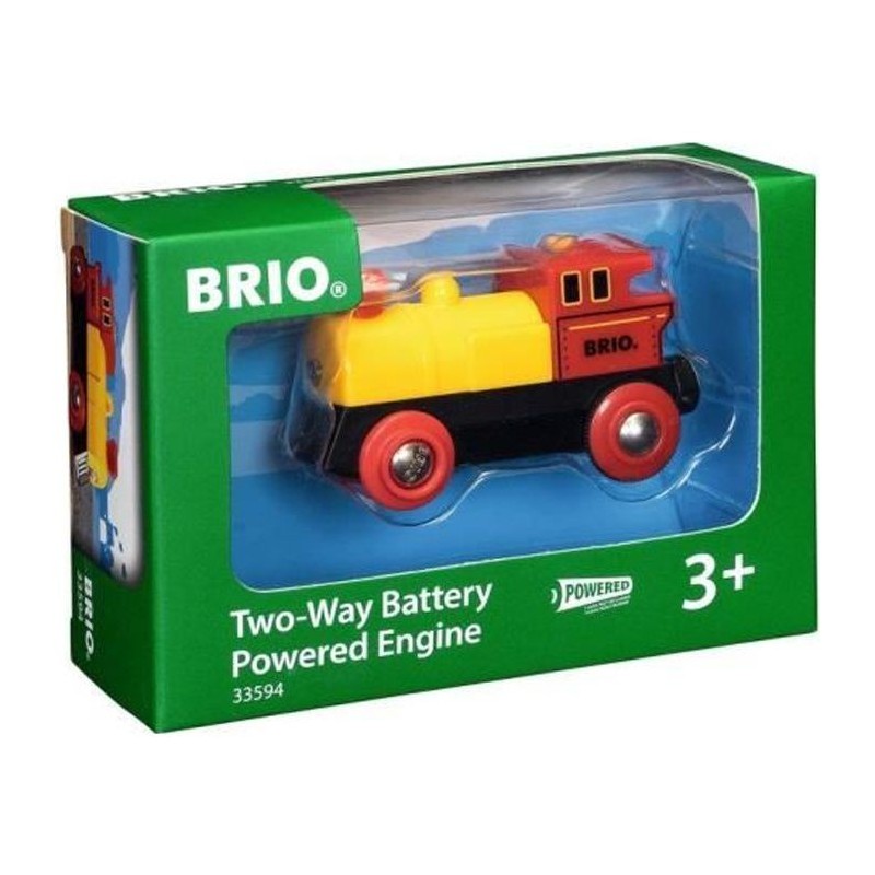 Brio World Locomotive a pile Bi-directionnelle Jaune Accessoire lumineux Circuit de train en bois - Ravensburger - Des 3 ans - 3