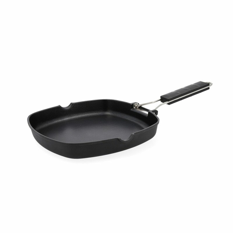 Poêle à Griller Lisse Quid Ebano Noir Métal (24,5 cm)