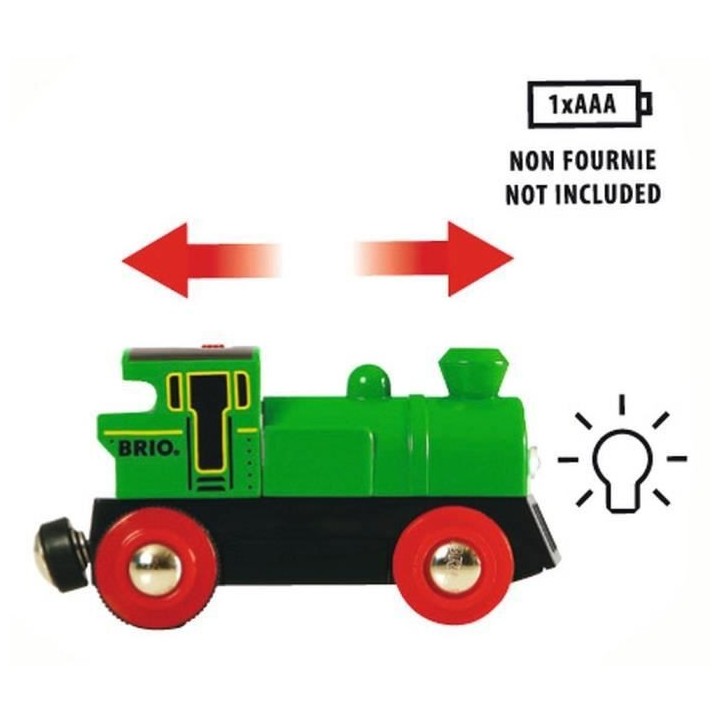 Brio World Locomotive a pile Bi-directionnelle Verte Accessoire lumine