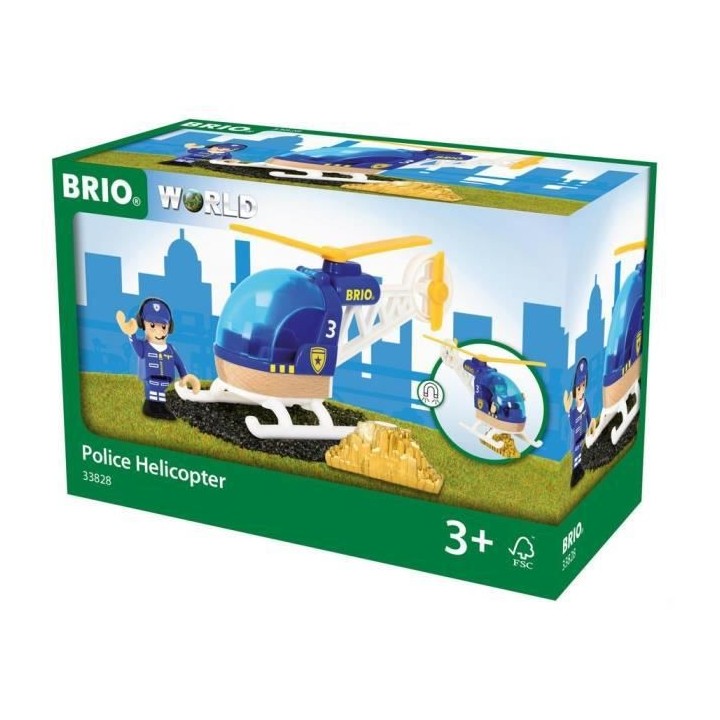Brio World Hélicoptere de Police - Accessoire aimanté pour circuit d