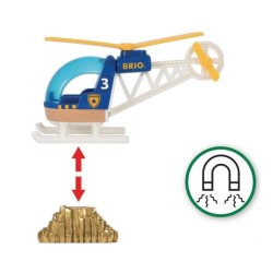 Brio World Hélicoptere de Police - Accessoire aimanté pour circuit de train en bois - Ravensburger - Mixte des 3 ans - 33828