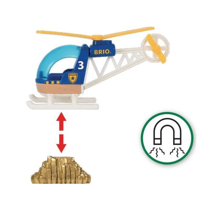 Brio World Hélicoptere de Police - Accessoire aimanté pour circuit d