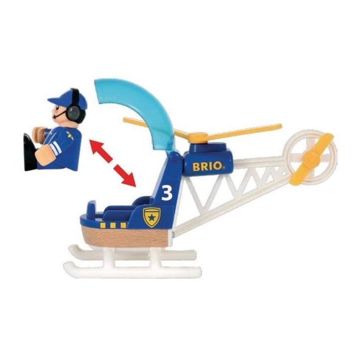 Brio World Hélicoptere de Police - Accessoire aimanté pour circuit d