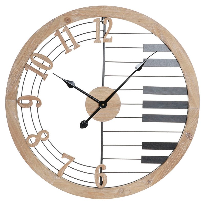 Horloge Murale DKD Home Decor Noir Fer Bois MDF (60 x 4 x 60 cm)