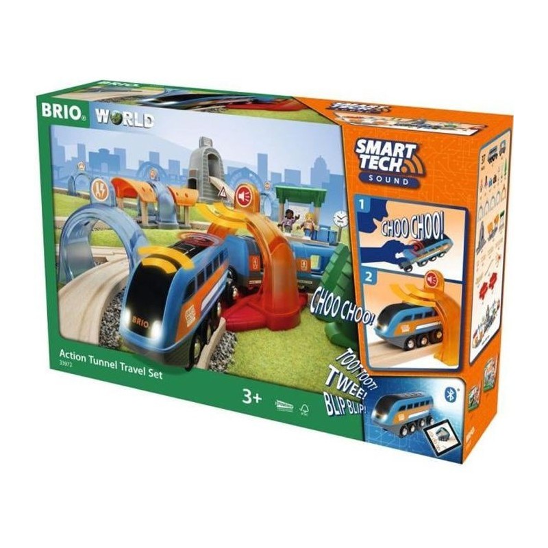 Brio World Circuit Voyageur Smart Tech Sound - Coffret 37 pieces - Circuit de train en bois - Ravensburger - Des 3 ans - 33972