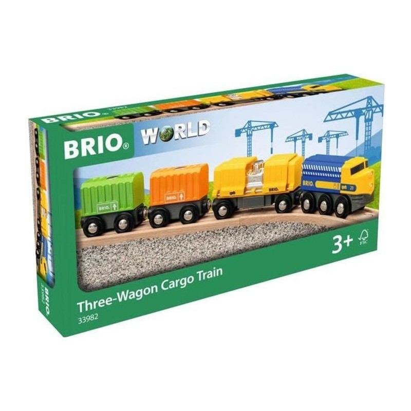 Brio World Long Train de Marchandises - Accessoire Circuit de train en bois - Ravensburger - Mixte des 3 ans - 33982