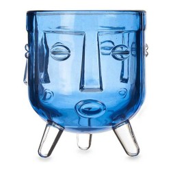 Bougeoir Visage Verre Bleu...