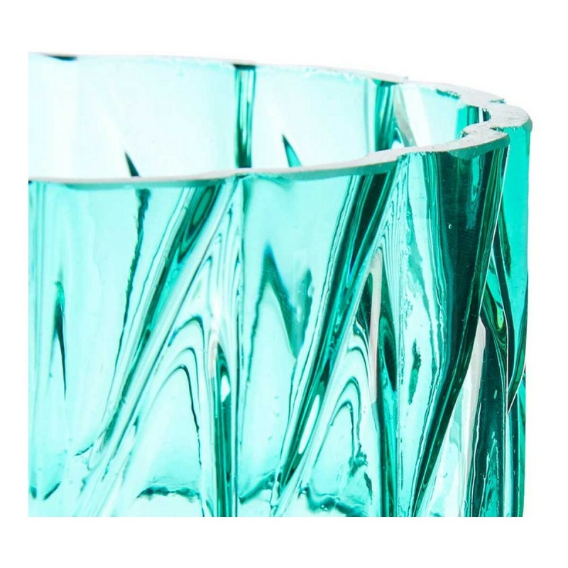 Vase Taillé Verre Turquoise (13 x 26,5 x 13 cm)