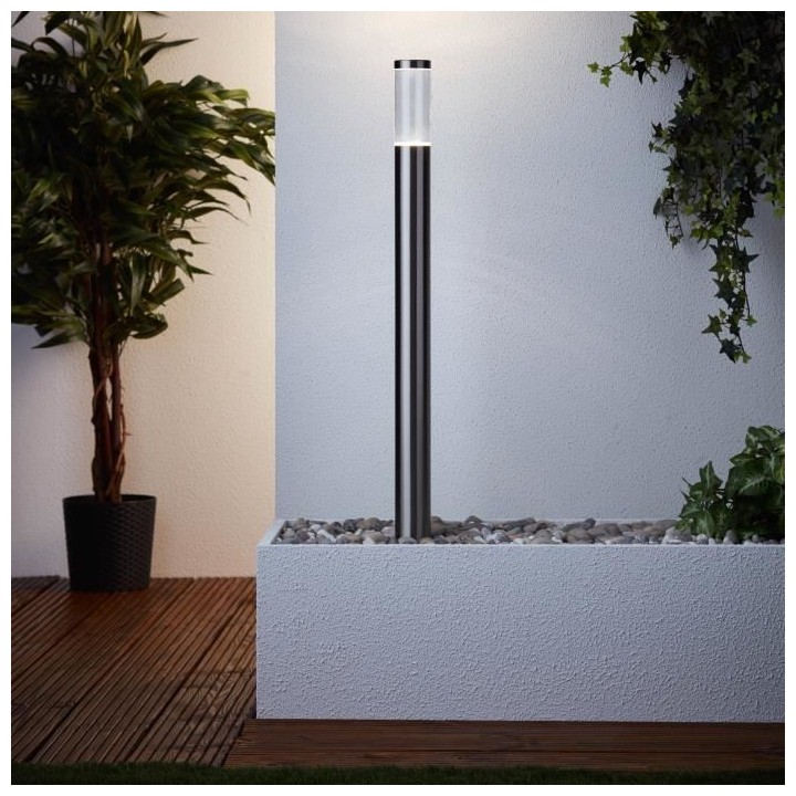 BRILLIANT - BERGEN Potelet extérieur - coloris acier - métal/plastiq