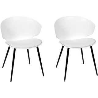 Lot de 2 Chaises rembourrées - Plastique blanc - L 49 x P 56 x H 79 c