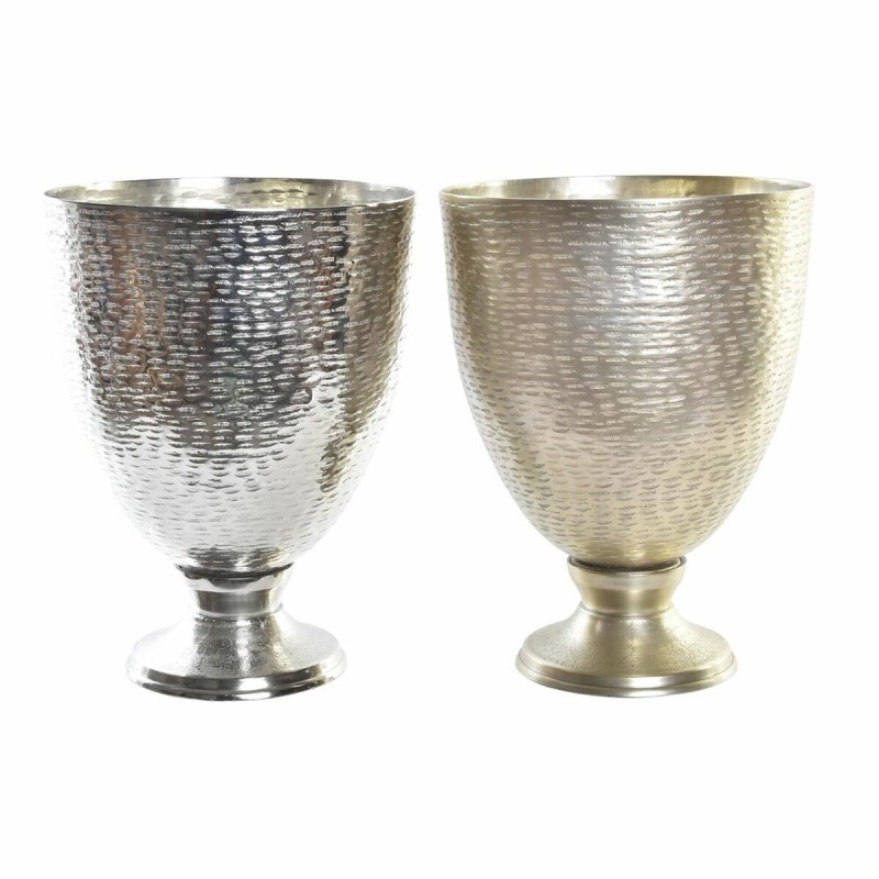 Vase DKD Home Decor Doré Verre Champagne Argenté Aluminium Moderne 22 x 22 x 29 cm (2 Unités)  