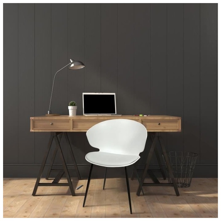 Lot de 2 Chaises rembourrées - Plastique blanc - L 49 x P 56 x H 79 c