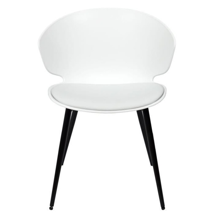 Lot de 2 Chaises rembourrées - Plastique blanc - L 49 x P 56 x H 79 c