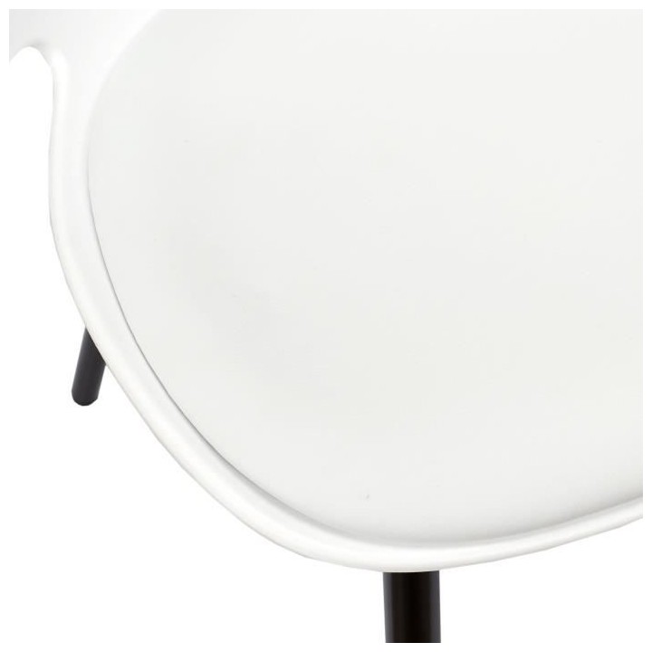 Lot de 2 Chaises rembourrées - Plastique blanc - L 49 x P 56 x H 79 c