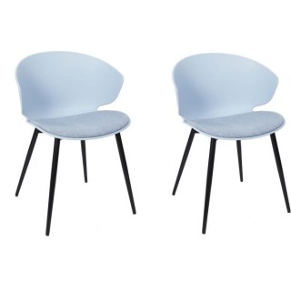 Lot de 2 Chaises rembourrées - Plastique bleu - L 49 x P 56 x H 79 cm