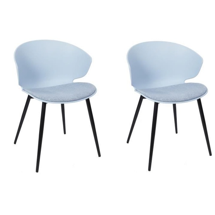 Lot de 2 Chaises rembourrées - Plastique bleu - L 49 x P 56 x H 79 cm