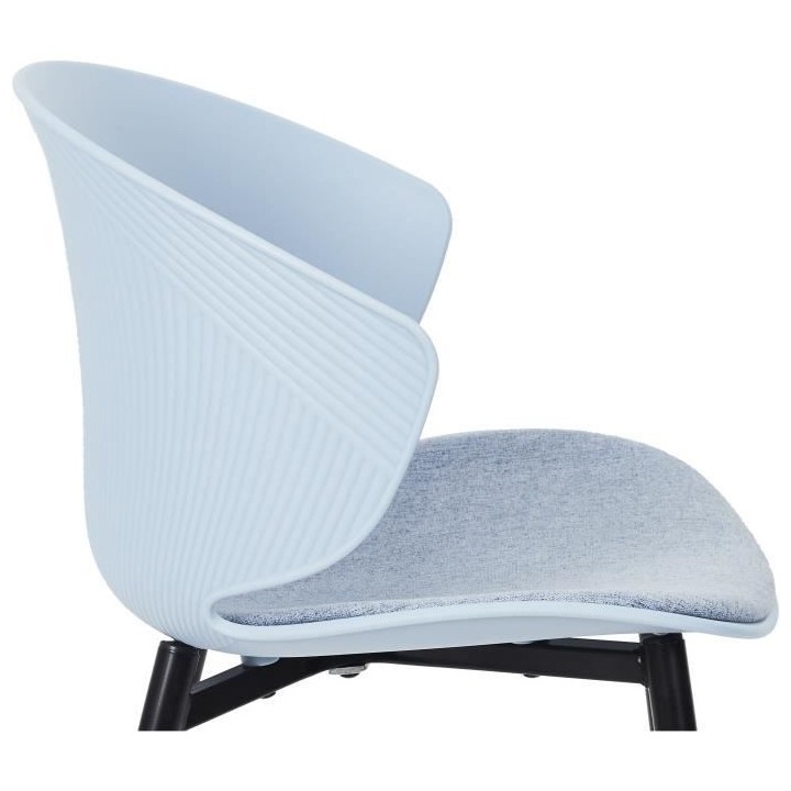 Lot de 2 Chaises rembourrées - Plastique bleu - L 49 x P 56 x H 79 cm