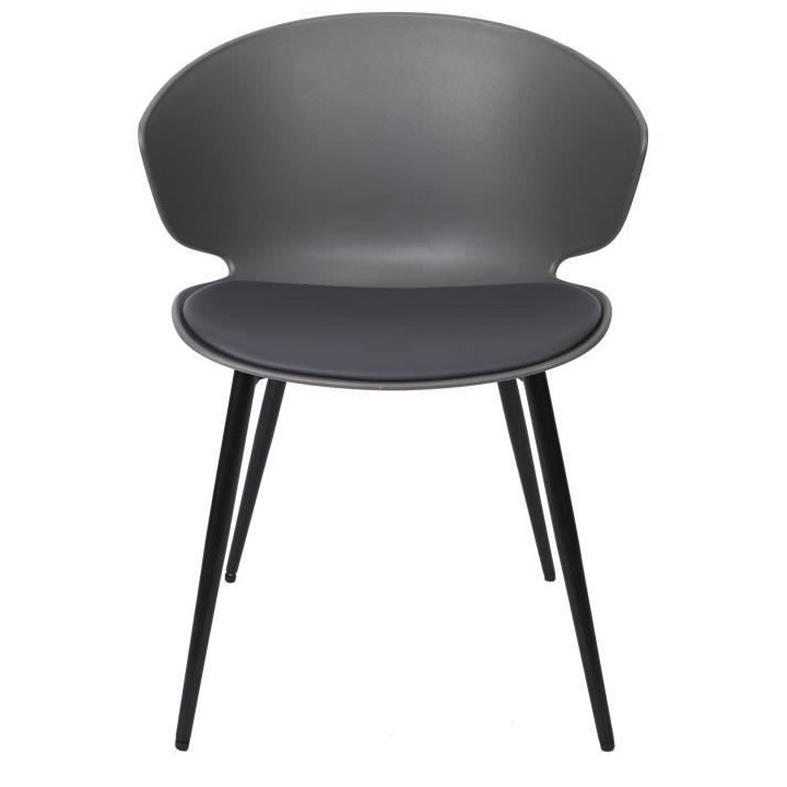 Lot de 2 Chaises rembourrées - Plastique gris - L 49 x P 56 x H 79 cm