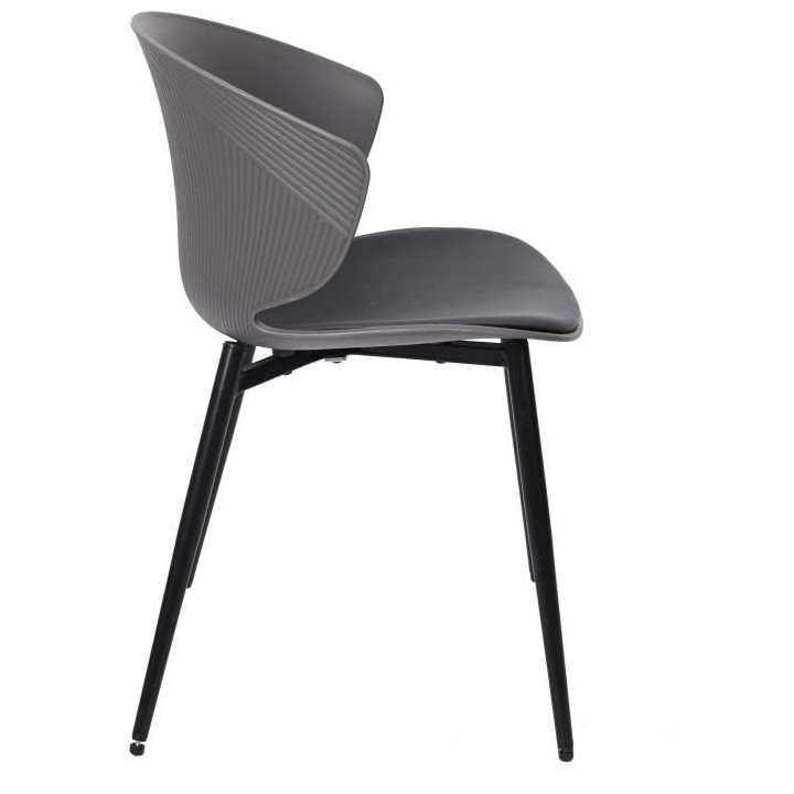 Lot de 2 Chaises rembourrées - Plastique gris - L 49 x P 56 x H 79 cm