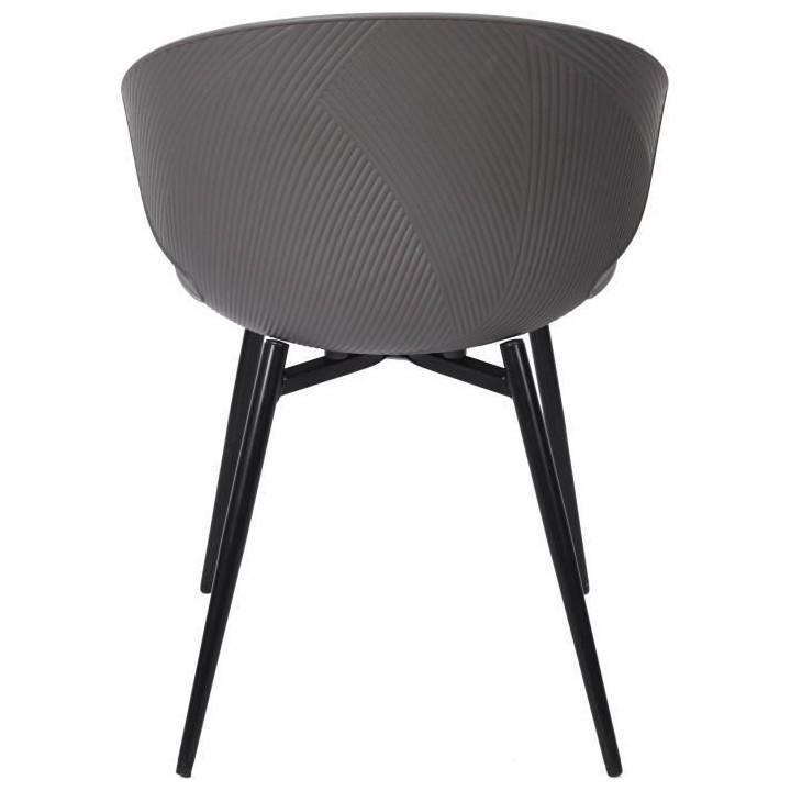 Lot de 2 Chaises rembourrées - Plastique gris - L 49 x P 56 x H 79 cm