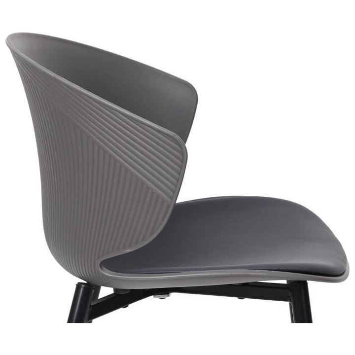 Lot de 2 Chaises rembourrées - Plastique gris - L 49 x P 56 x H 79 cm