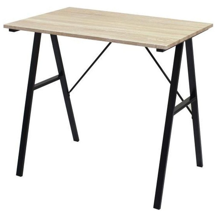 BRISTOL Bureau en métal - Décor chene et noir - L 80 x P 50 x H 74 c