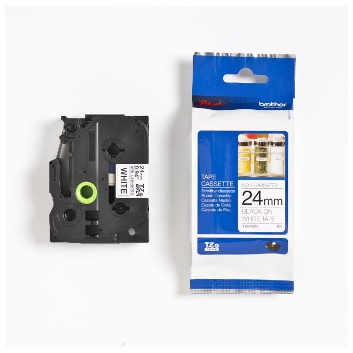 Ruban BROTHER - TZEN251 - 24mm Noir sur fond Blanc - Qt 1