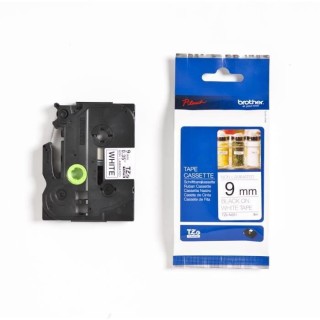 Ruban BROTHER - TZEN221 - 9mm Noir sur fond Blanc - Qt 1