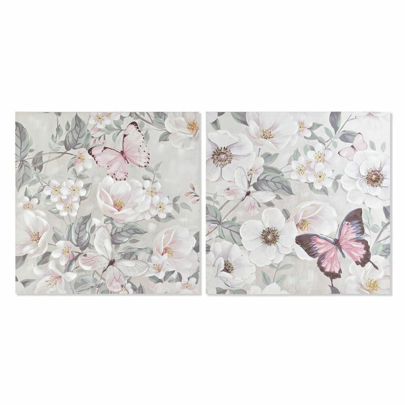 Cadre DKD Home Decor 80 x 3 x 80 cm Fleurs Shabby Chic (2 Unités)