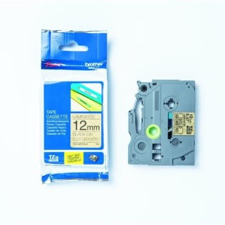 Ruban BROTHER - TZEMPGG31 /12 mm Noir sur Motifs Or - Qt 1