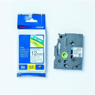 Ruban BROTHER - TZEMQ531 - Noir sur Bleu Pastel 12mm - Qt 1