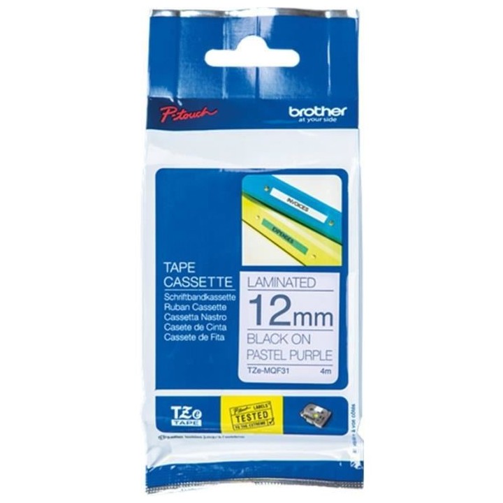 Ruban BROTHER - TZEMQF31 - Noir sur Violet Pastel 12mm - Qt 1