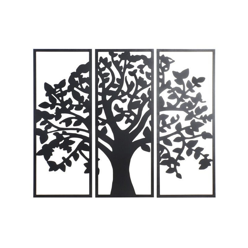 Décoration murale DKD Home Decor 3 Pièces Noir Arbre Métal (105 x 1,5 x 91 cm) (91 cm)