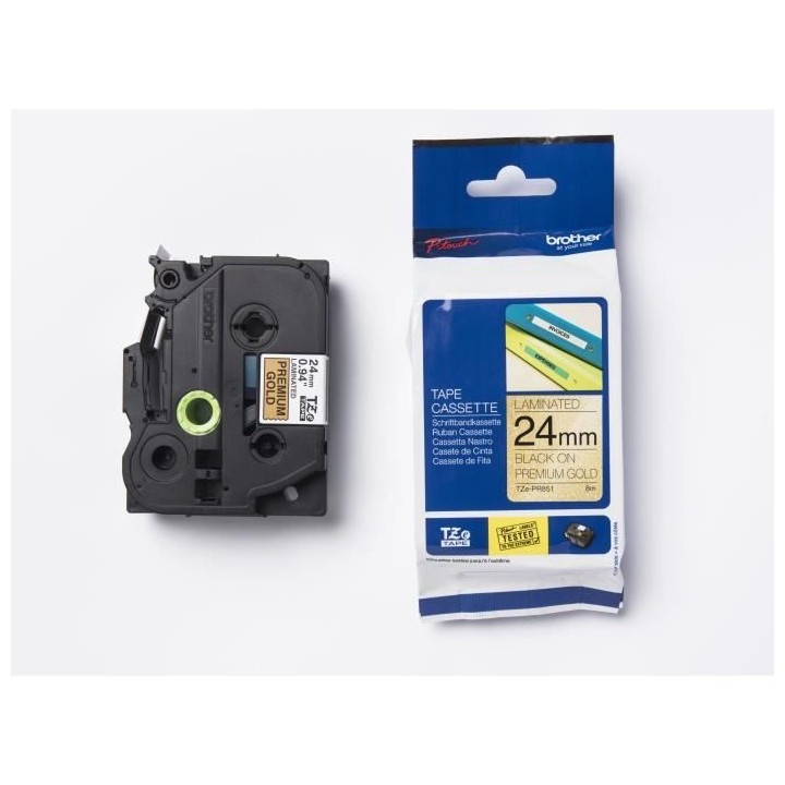 Ruban BROTHER - TZEPR851 - 24mm Noir sur fond Or Premium - Qt 1