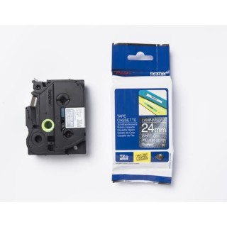 Ruban BROTHER - TZEPR955 - 24mm Blanc sur fond Argent Premium - Qt 1