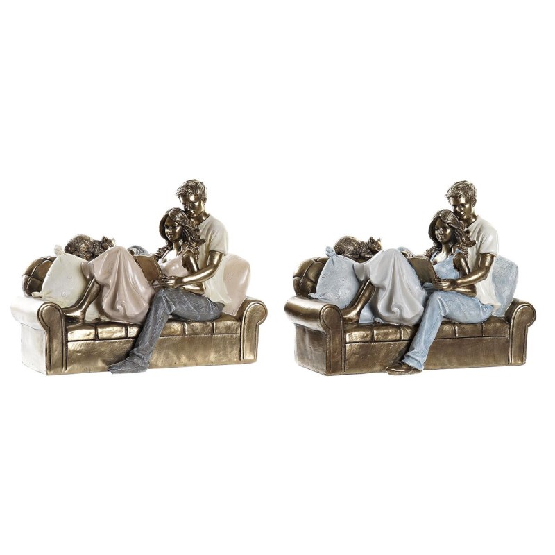 Figurine Décorative DKD Home Decor 22 x 11 x 16,5 cm Doré Blanc Couple (2 Unités)