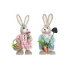 Figurine Décorative DKD Home Decor 20 x 17 x 49 cm Bleu Rose Marron Lapin (2 Unités)