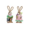 Figurine Décorative DKD Home Decor 25 x 23 x 66 cm Rose Marron Lapin Vert (2 Unités)