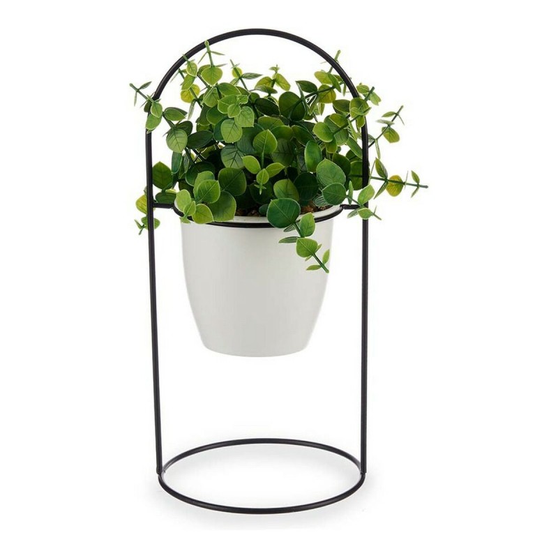 Plante décorative Blanc Avec support Noir Métal Vert Plastique 21 x 30 x 21 cm