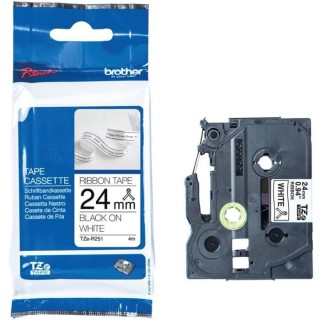 Ruban BROTHER - TZER251 - 24mm noir sur blanc - Qt 1