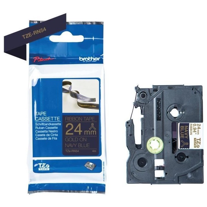 Ruban BROTHER - TZERN54 - 24mm or sur bleu foncé - Qt 1