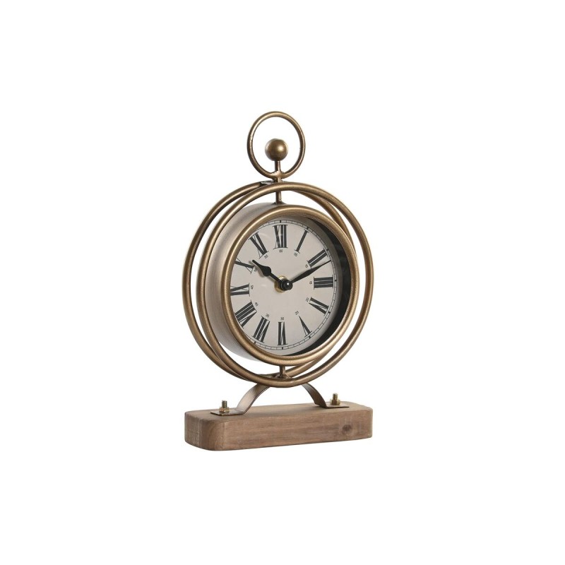 Horloge de table DKD Home Decor Doré Fer Bois MDF Traditionnel 16,5 x 5,5 x 27 cm