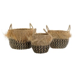 Set de basket DKD Home Decor Colonial Fibre Frange (40 x 40 x 30 cm)