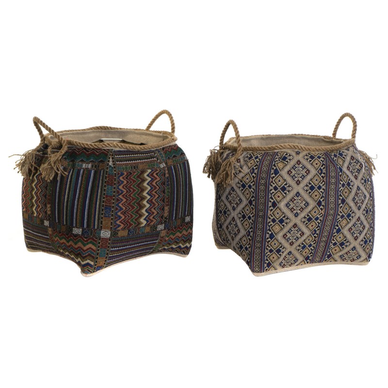 Panier DKD Home Decor Fibre naturelle 41 x 41 x 40 cm Boho (2 Unités)