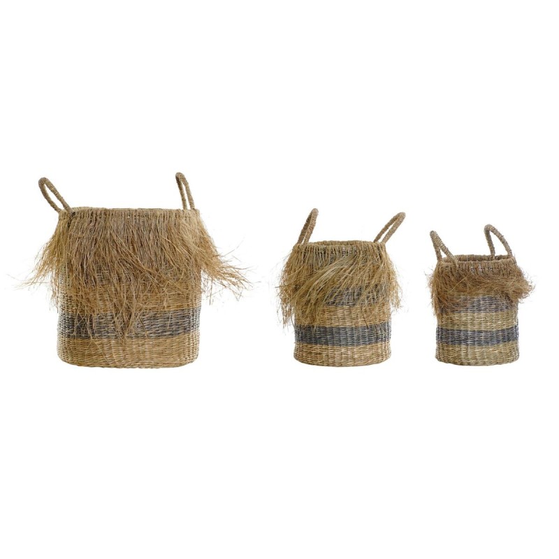 Set de basket DKD Home Decor Fibre Frange (35 x 35 x 45 cm)