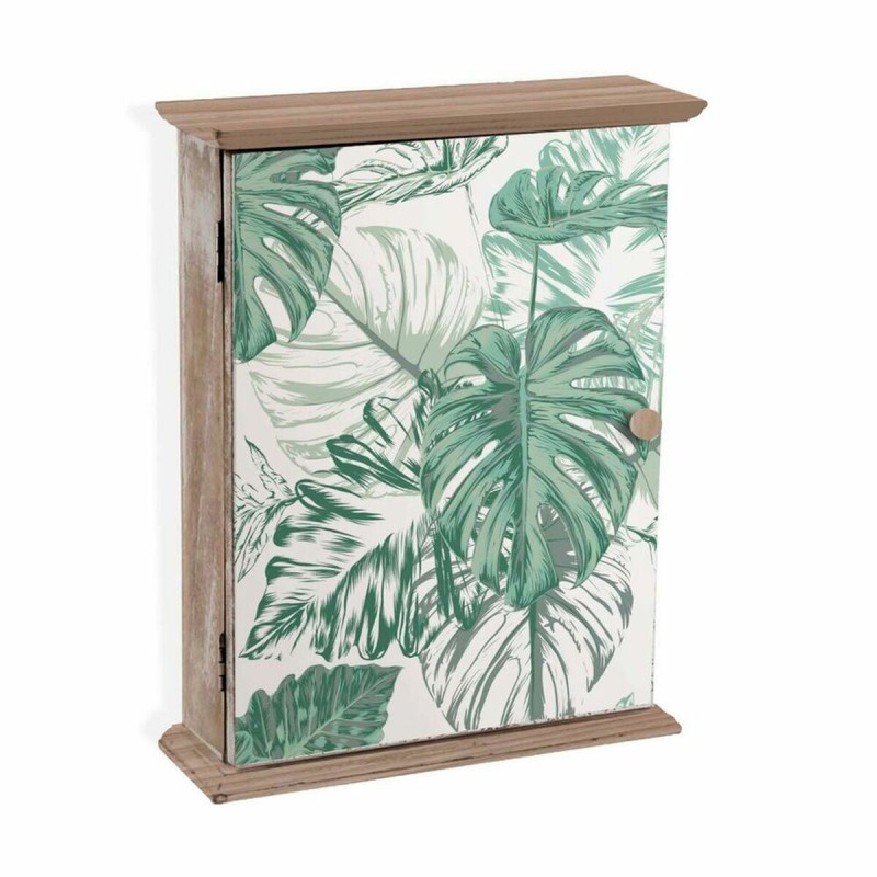 Boîte Décorative Versa Mint Leaves Clés Bois MDF (6,5 x 26 x 20 cm)