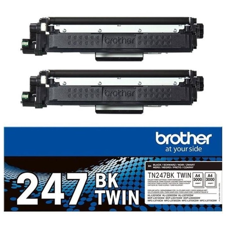 Pack de 2 Toners TN247BKTWIN-BROTHER-Noir-2x3000p.-Brother DCP-L3510,